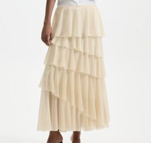 Falda midi volantes